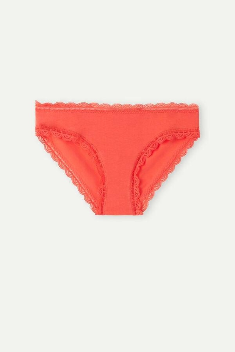 Intimissimi Cotton and Lace Ženske Gaćice Tamno Crvene | HR 2382CET