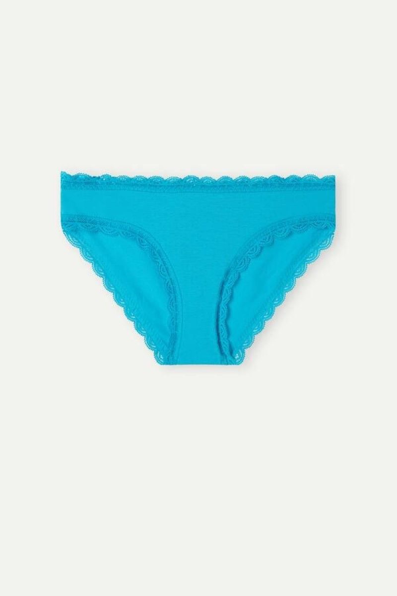 Intimissimi Cotton and Lace Ženske Gaćice Tirkizne | HR 2385LHI