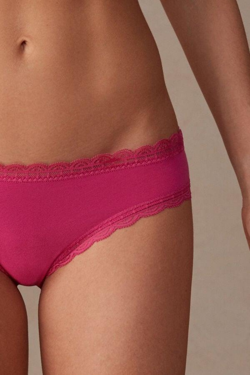 Intimissimi Cotton and Lace Ženske Gaćice Roze | HR 2386KIO