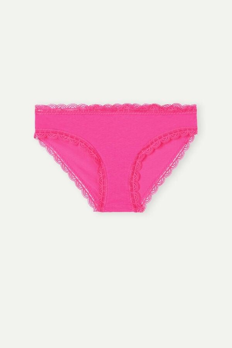 Intimissimi Cotton and Lace Ženske Gaćice Roze | HR 2386KIO