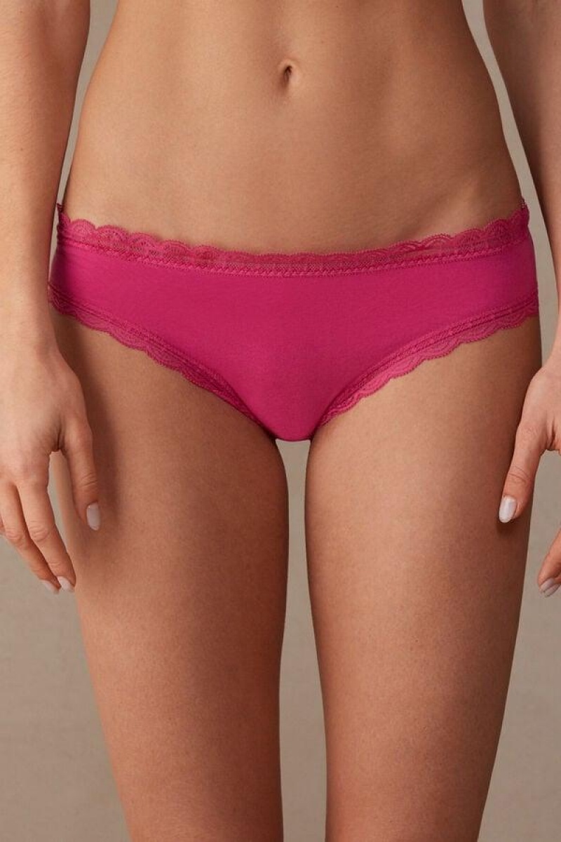 Intimissimi Cotton and Lace Ženske Gaćice Roze | HR 2386KIO