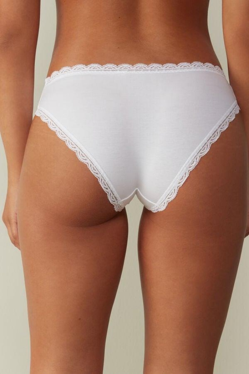 Intimissimi Cotton and Lace Ženske Gaćice Bijele | HR 2411LHI