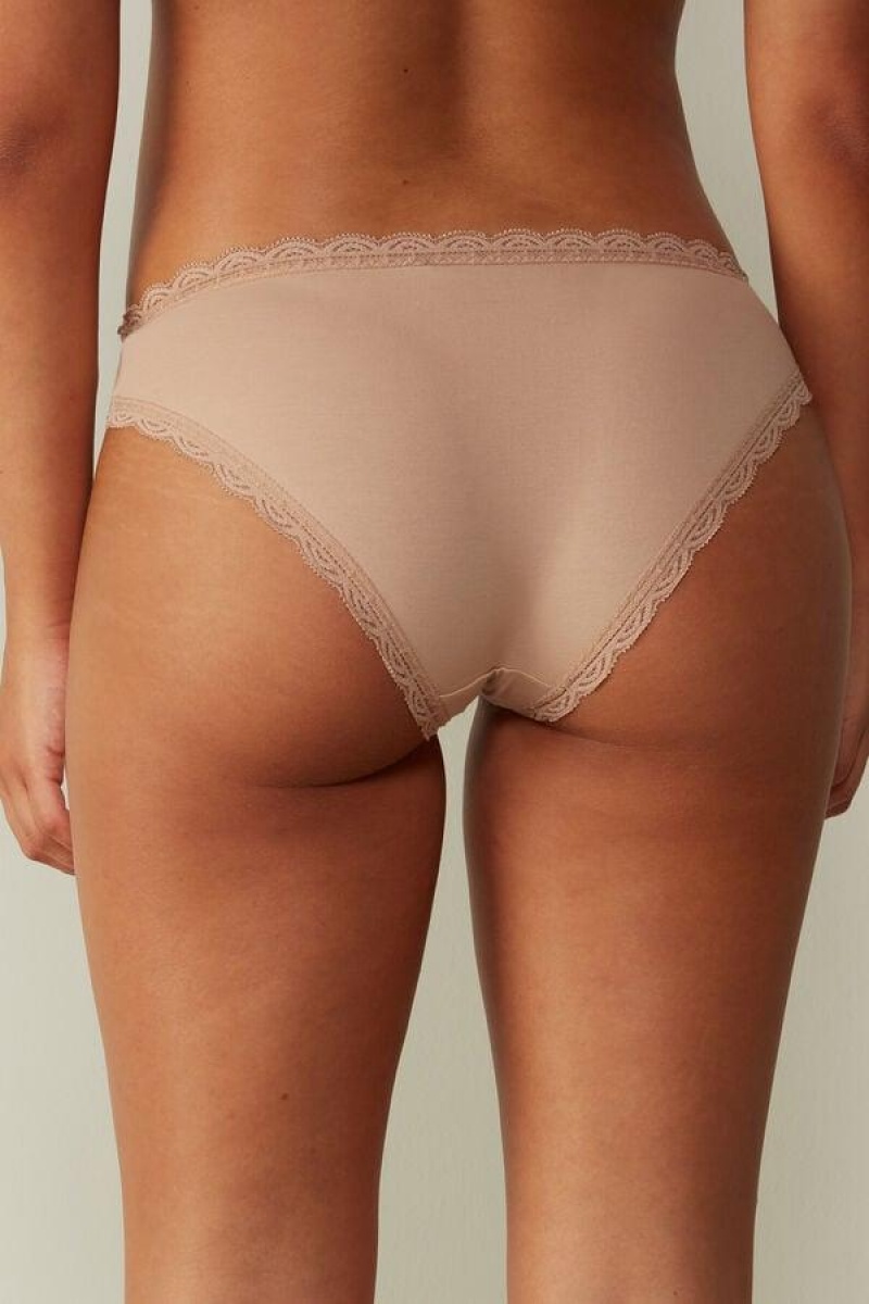 Intimissimi Cotton and Lace Ženske Gaćice Bež | HR 2432BCE