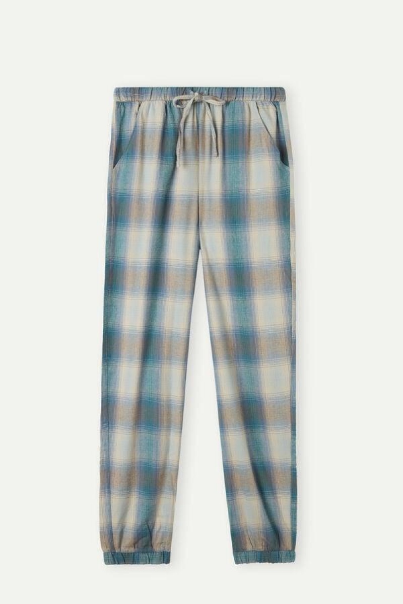 Intimissimi Cozy Mountains Brushed Cloth Pants with Cuffs Ženske Pidžama Plave | HR 2065FMM