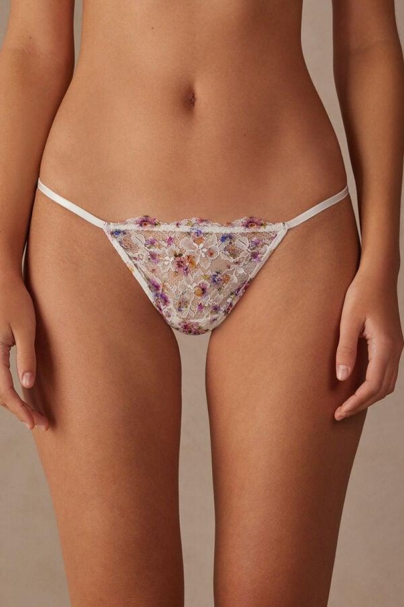 Intimissimi Dreaming of Spring String Thong Ženske Gaćice Bijele | HR 2238TVJ