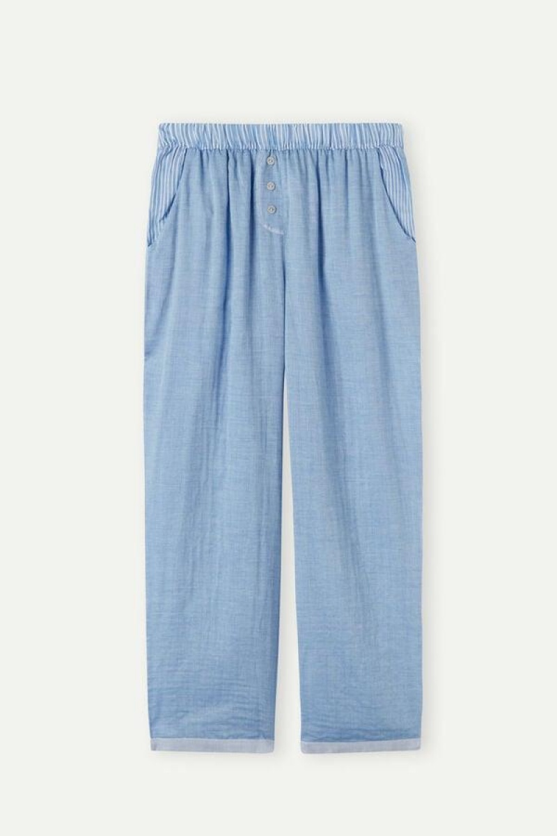 Intimissimi Early in the Morning Cotton Cloth Pants Ženske Pidžama Svijetlo Plave | HR 2069KIR