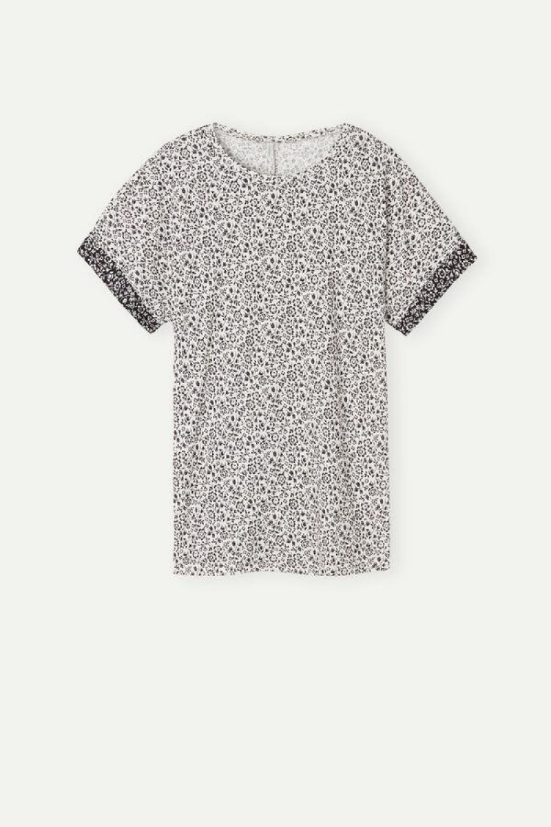 Intimissimi Floral Affair Short Sleeve Cotton T Shirt Ženske Pidžama Svijetlo Žute | HR 2106EXG