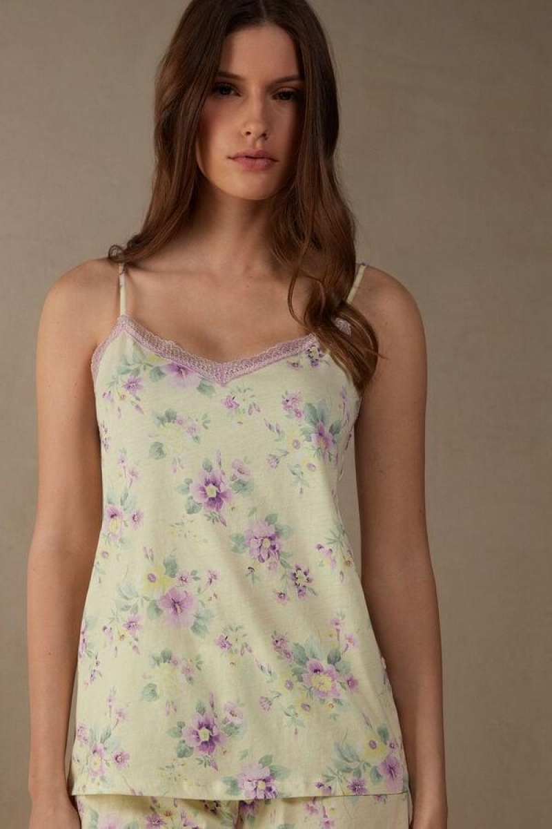 Intimissimi Flower Power Top in Supima® Ultrafresh Cotton Ženske Pidžama Žute | HR 2121KIR