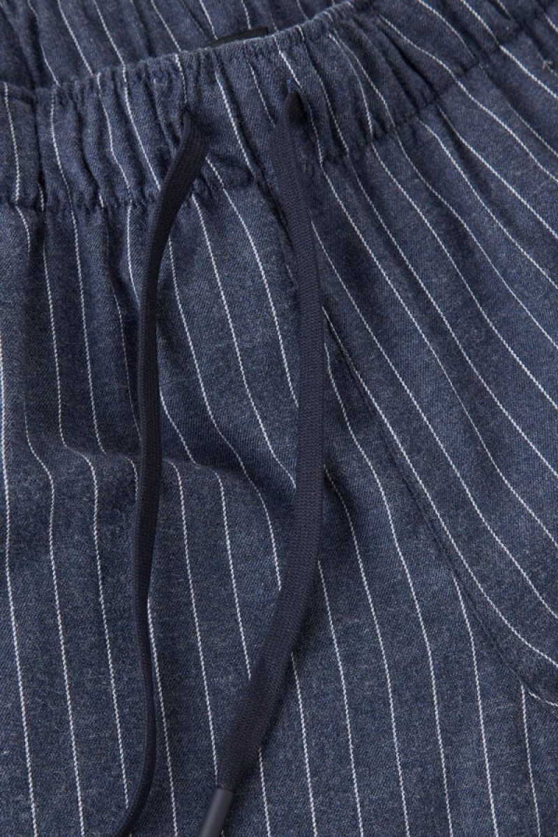 Intimissimi Full Length Pants in Denim Pinstripe Patterned Brushed Cloth Muške Pidžama Plave | HR 2881GLP