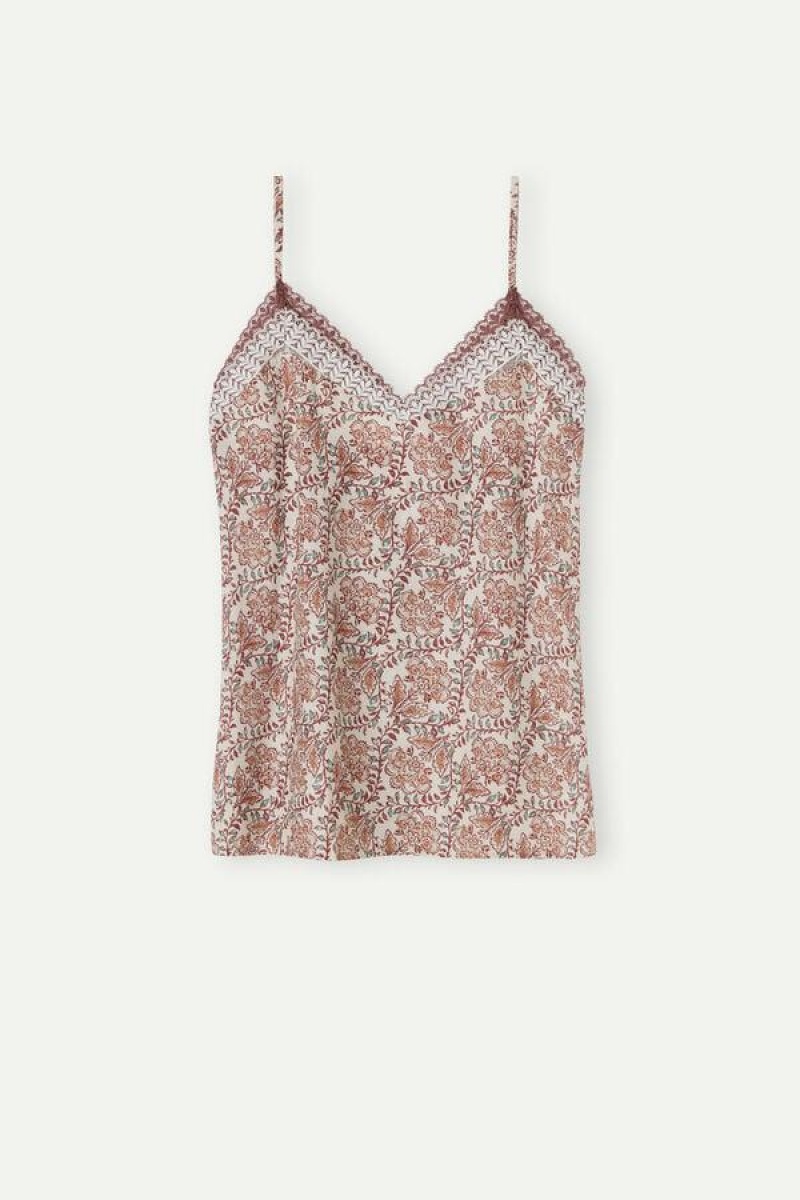 Intimissimi Garden Spices Cotton Top Ženske Pidžama Crvene | HR 2107RWH