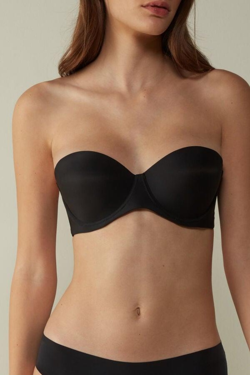 Intimissimi Giada Microfiber Bandeau Ženske Grudnjaci Crne | HR 1120TVJ