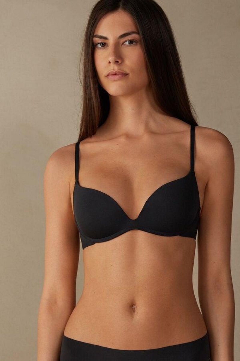 Intimissimi Gioia B Cup Microfiber Super Push-Up Ženske Grudnjaci Crne | HR 1356UTL