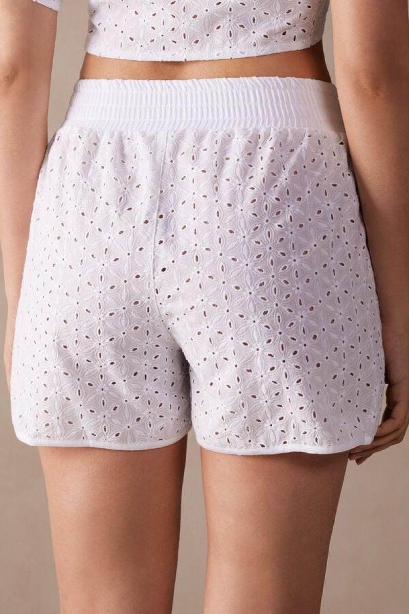 Intimissimi Hello Sunshine Sangallo Lace Shorts Ženske Pidžama Bijele | HR 1960DNN