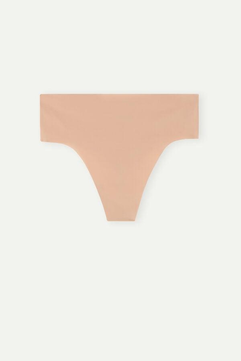 Intimissimi High Waist Thong in Seamless Ultralight Microfiber Ženske Gaćice Bež | HR 2279ZGY