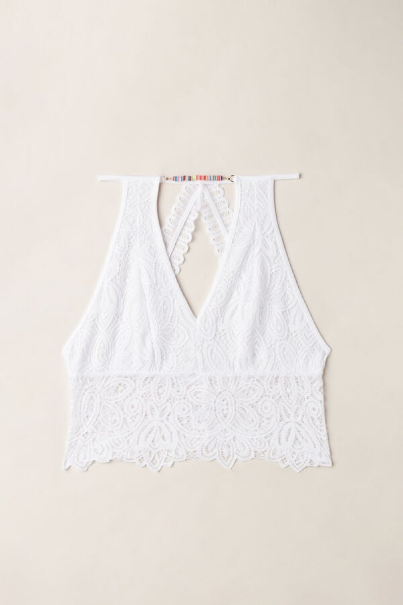 Intimissimi Hot Summer Days Crop in Lace Ženske Majica bez Rukava Bijele | HR 1764NBA