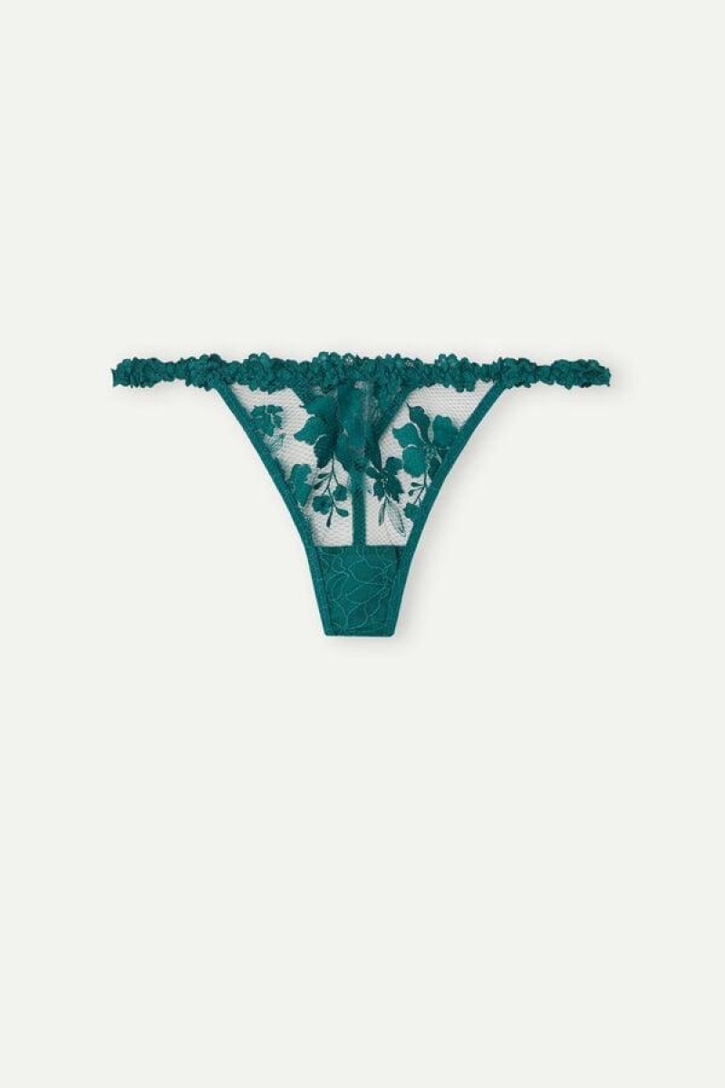 Intimissimi In Full Bloom String Thong Ženske Gaćice Zelene | HR 2268ORX