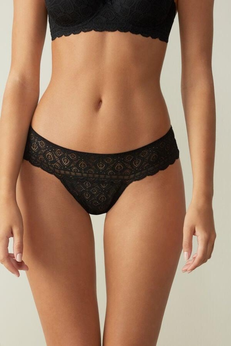 Intimissimi Lace Brazilian Ženske Gaćice Crne | HR 2527UTZ