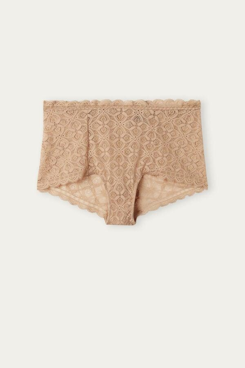 Intimissimi Lace High Waist Hipster Ženske Gaćice Bež | HR 2315APH