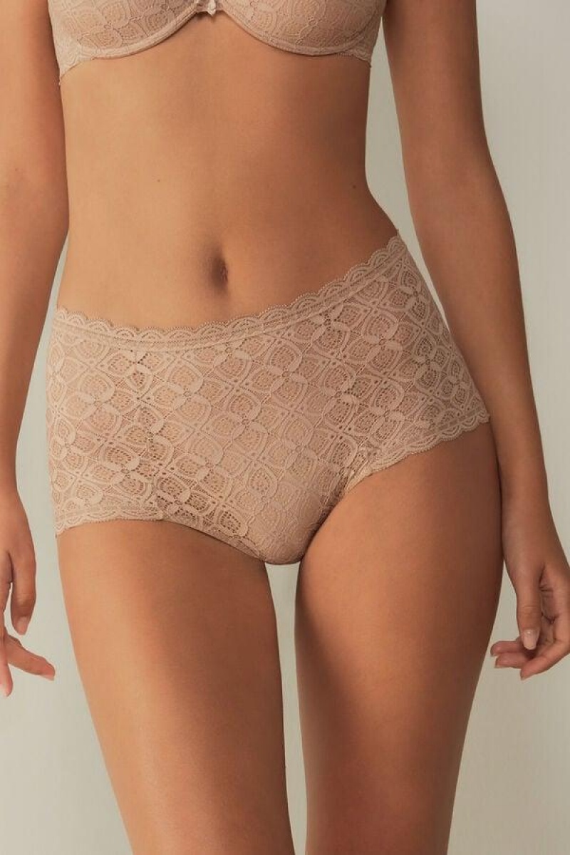 Intimissimi Lace High Waist Hipster Ženske Gaćice Bež | HR 2315APH