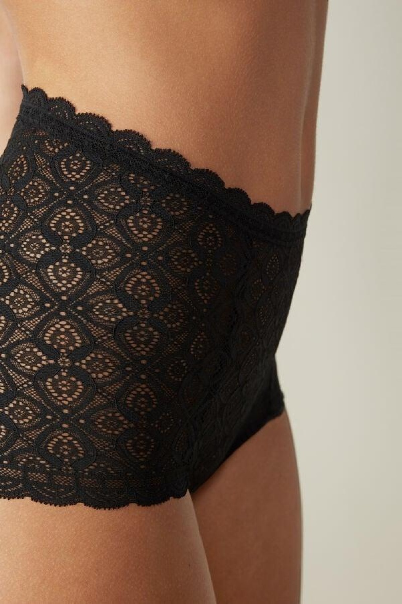 Intimissimi Lace High Waist Hipster Ženske Gaćice Crne | HR 2318ISL