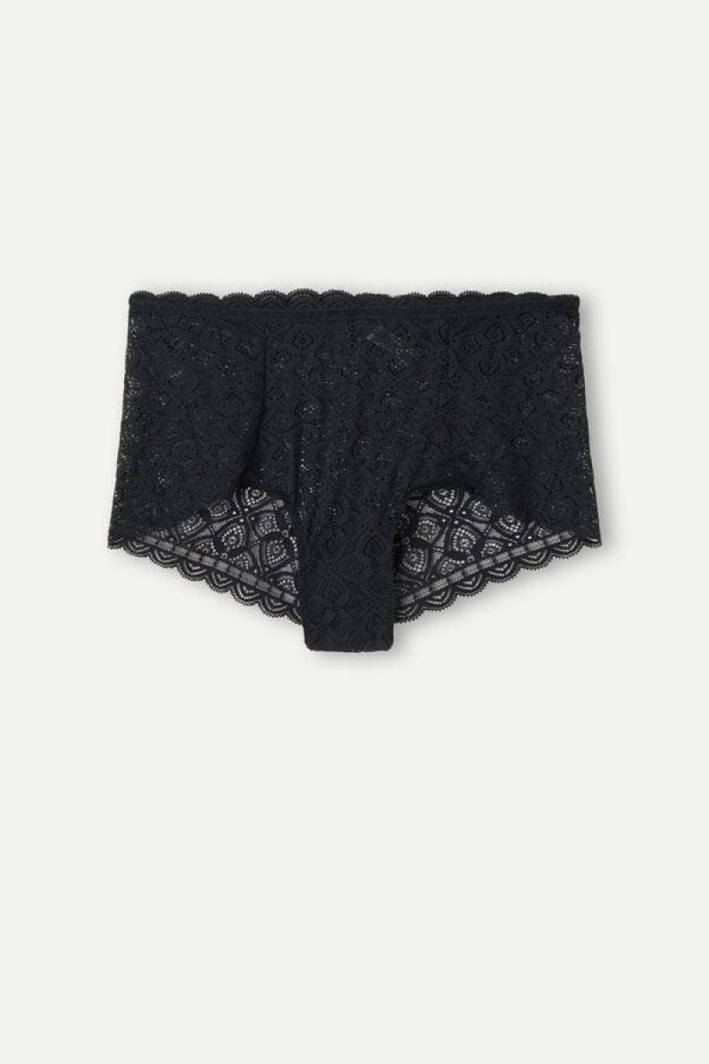 Intimissimi Lace High Waist Hipster Ženske Gaćice Crne | HR 2318ISL