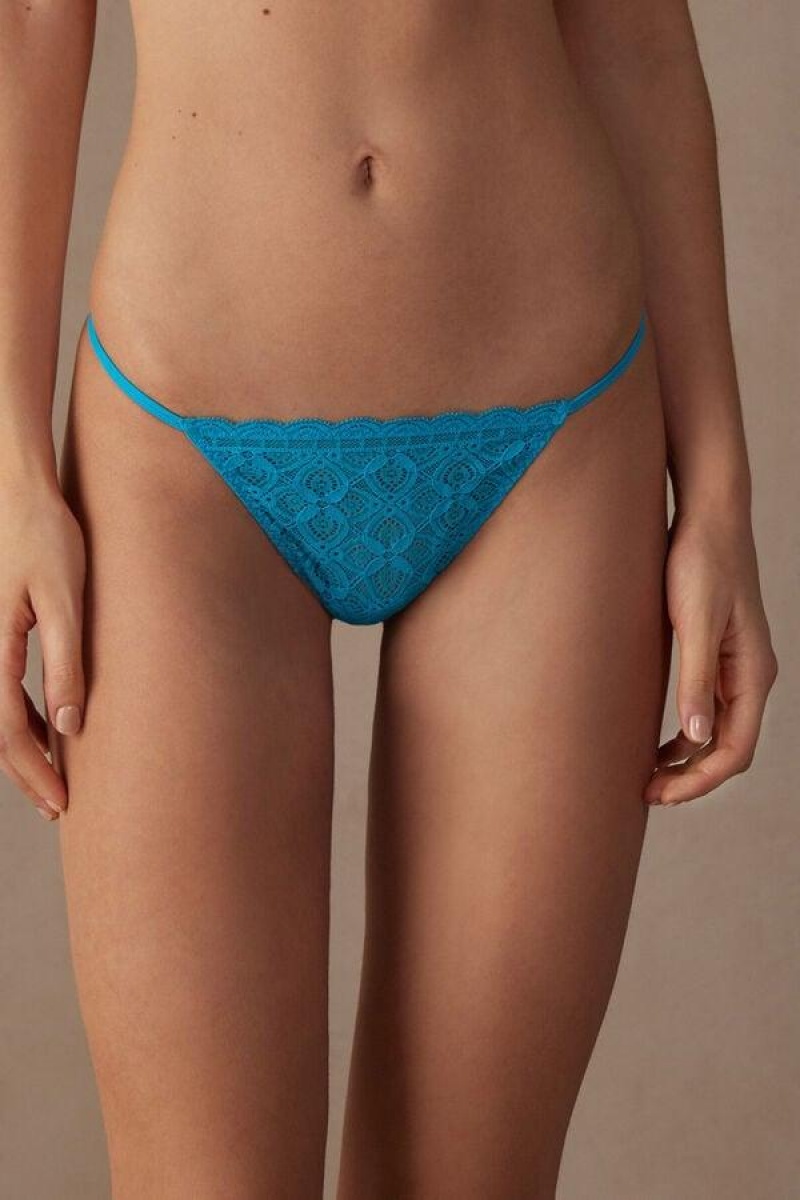 Intimissimi Lace String Thong Ženske Gaćice Tirkizne | HR 2255CEI