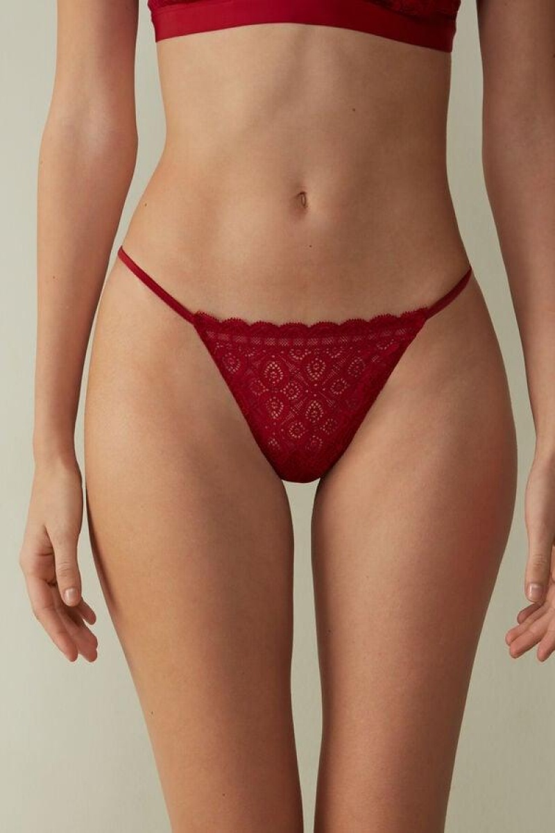 Intimissimi Lace String Thong Ženske Gaćice Crvene | HR 2283BCP