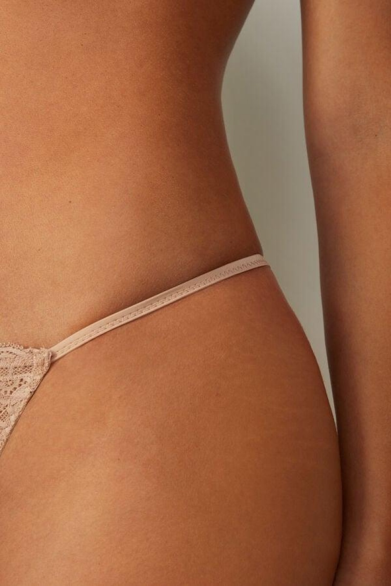 Intimissimi Lace String Thong Ženske Gaćice Bež | HR 2288EXG