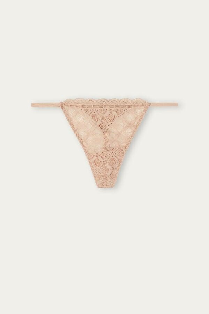 Intimissimi Lace String Thong Ženske Gaćice Bež | HR 2288EXG