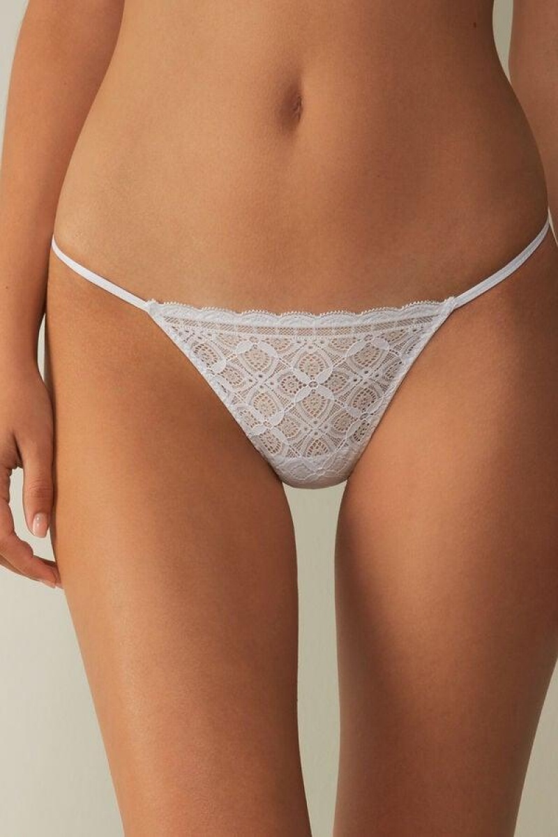 Intimissimi Lace String Thong Ženske Gaćice Bijele | HR 2290TVJ