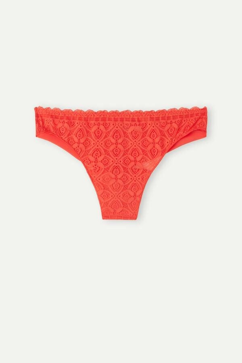 Intimissimi Lace and Microfiber Brazilian Ženske Gaćice Tamno Crvene | HR 2486CET