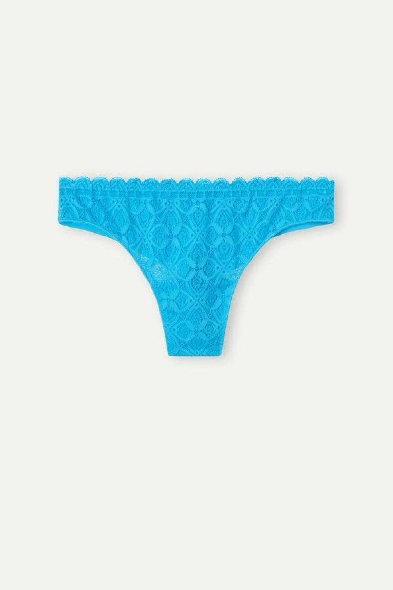 Intimissimi Lace and Microfiber Brazilian Ženske Gaćice Tirkizne | HR 2493GLS