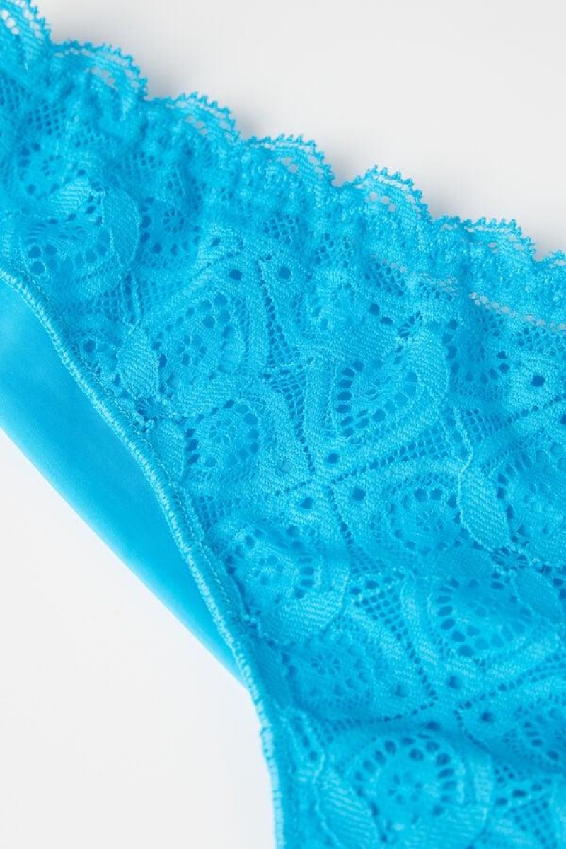 Intimissimi Lace and Microfiber Brazilian Ženske Gaćice Tirkizne | HR 2493GLS