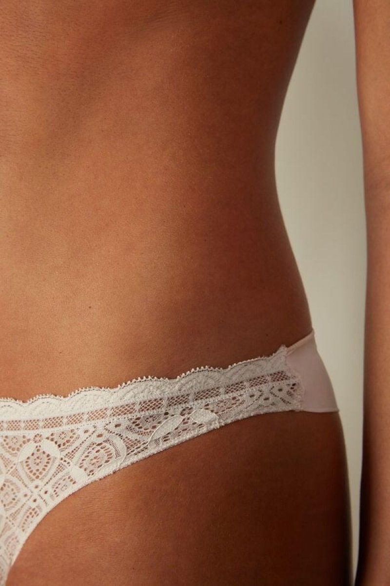 Intimissimi Lace and Microfiber Brazilian Ženske Gaćice Roze | HR 2522SOG