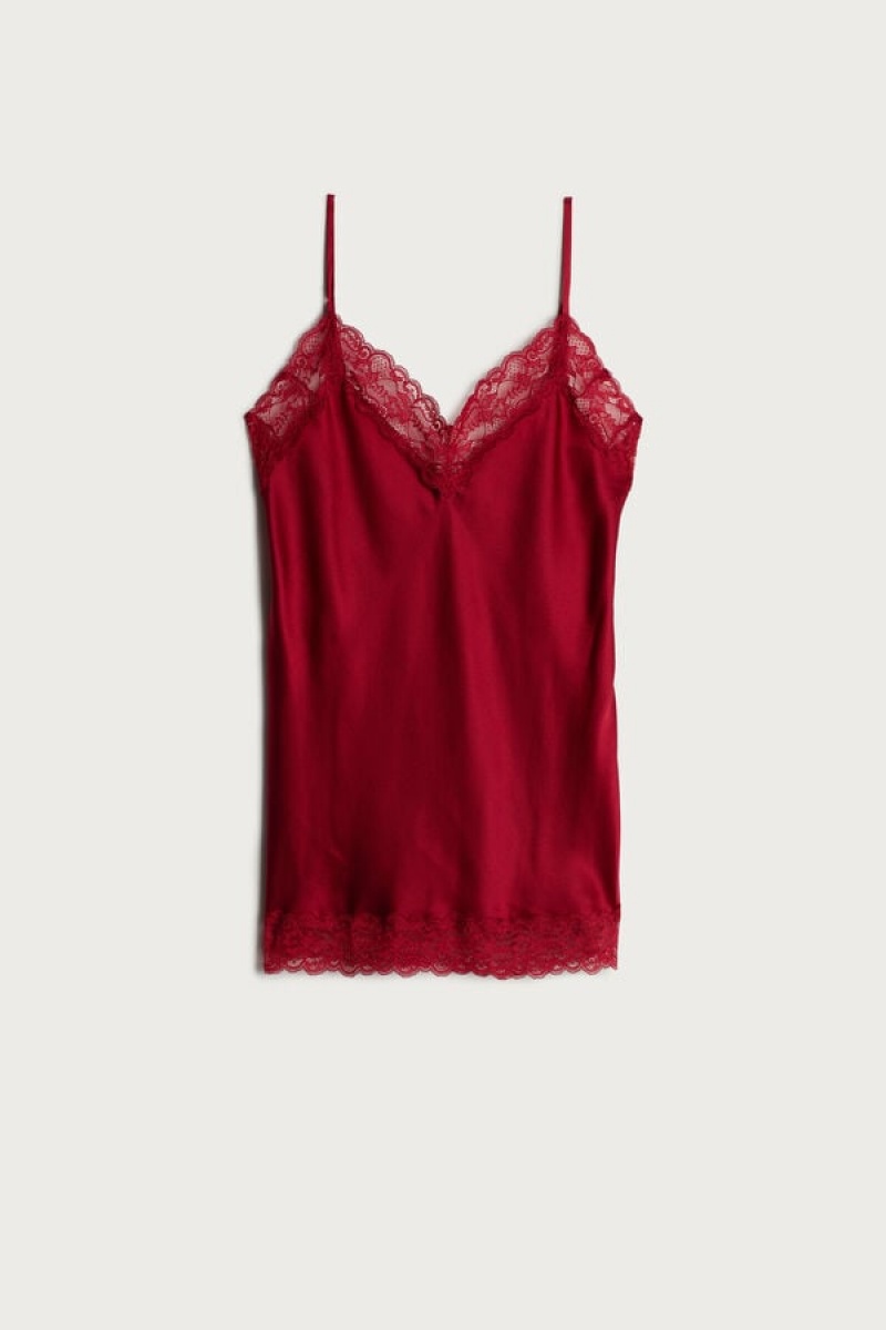 Intimissimi Lace and Silk Ženske Majica bez Rukava Crvene | HR 1671PQC