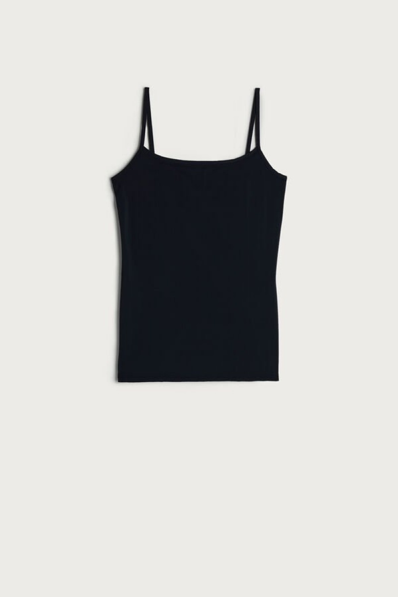 Intimissimi Light Microfiber Cami Ženske Majica bez Rukava Crne | HR 1666TVJ