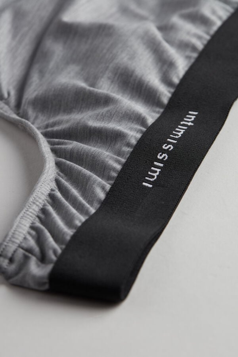 Intimissimi Logo Detailed Microfiber Thong Muške Gaćice Svijetlo Sive | HR 2677YUF