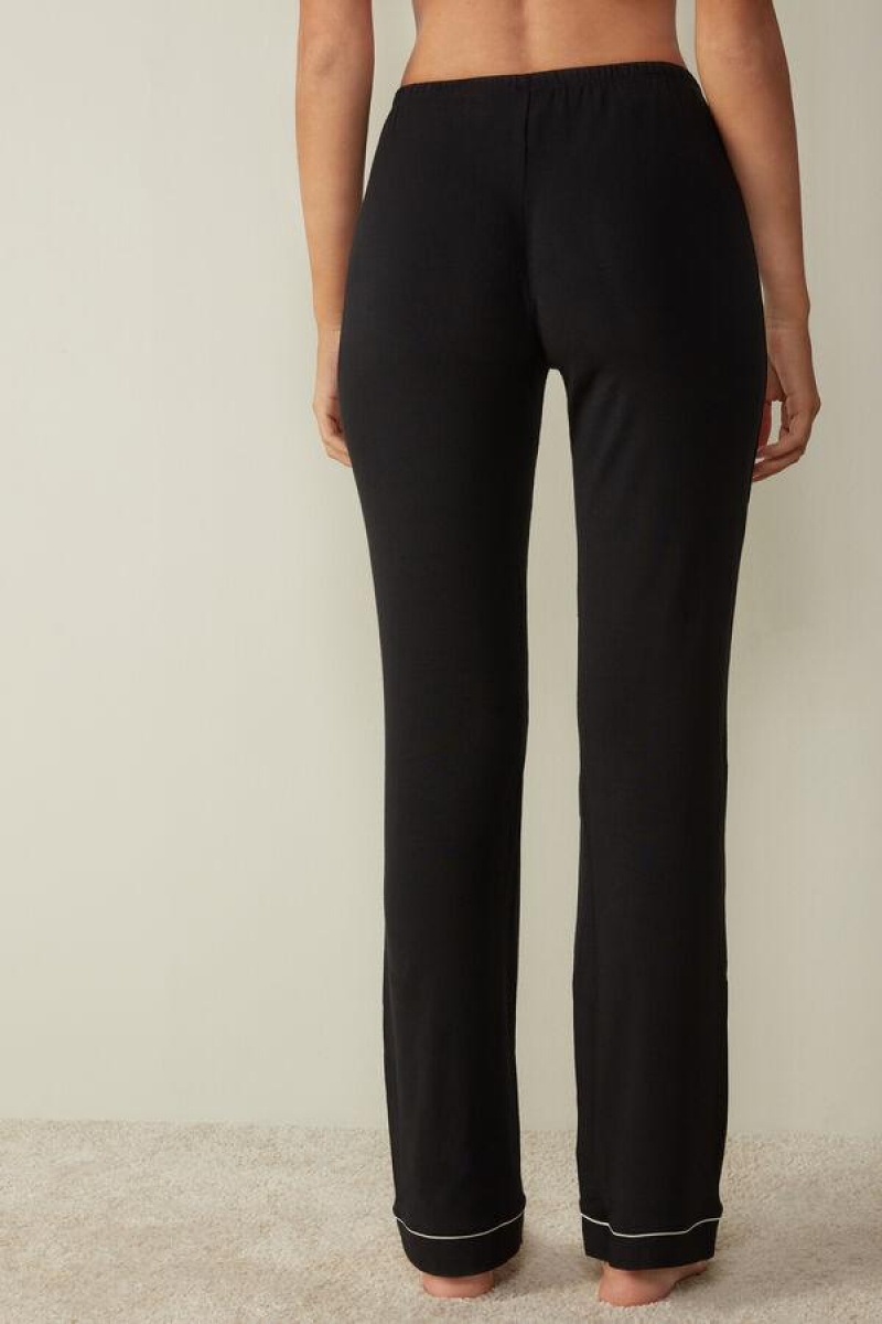 Intimissimi Long Micromodal Trousers Ženske Pidžama Crne | HR 2014GLQ