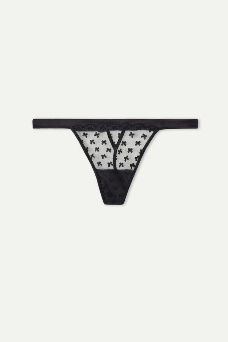 Intimissimi Love Cadeau String Thong Ženske Gaćice Crne | HR 2249HKW