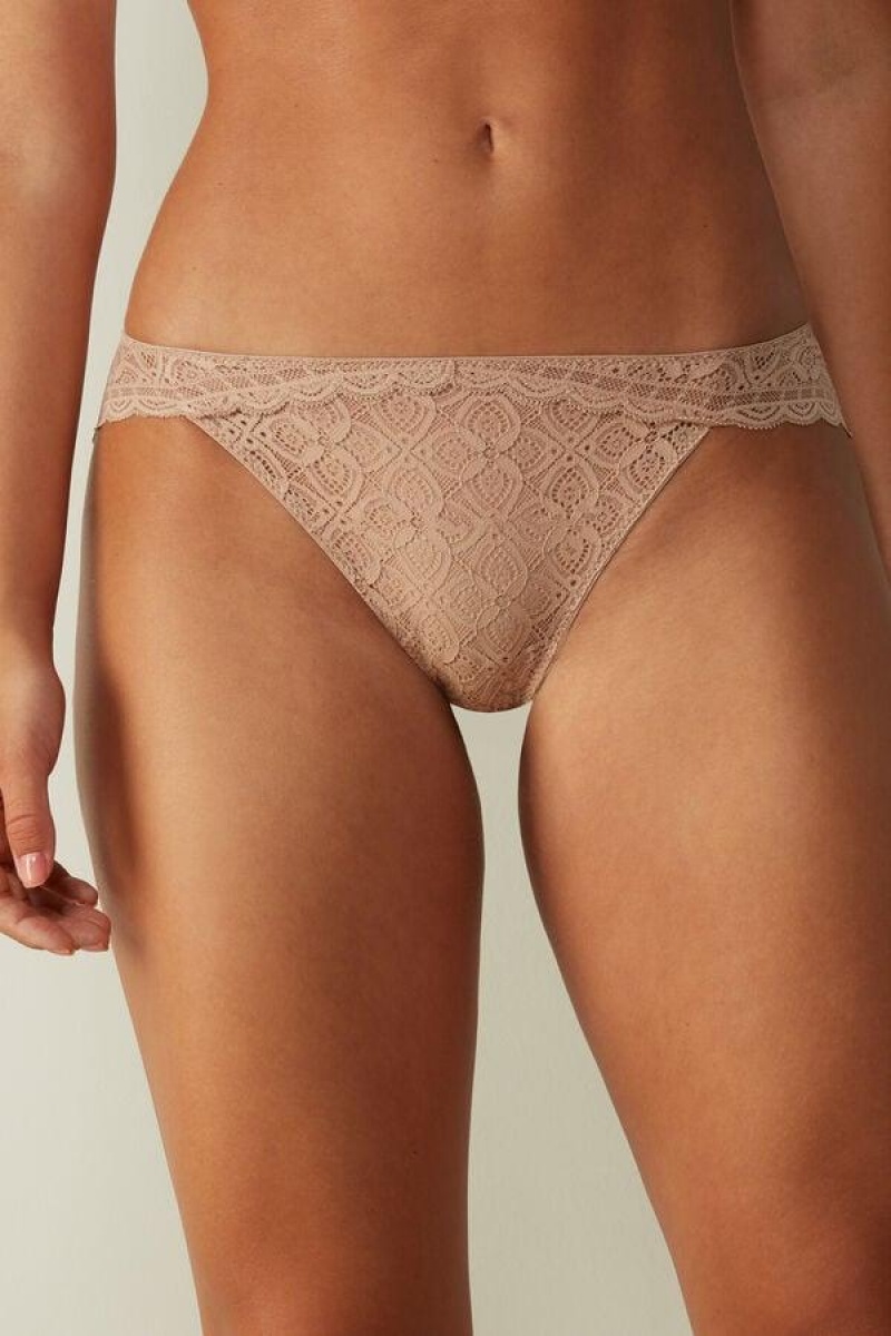 Intimissimi Low Rise Lace Ženske Gaćice Bež | HR 2407VDR