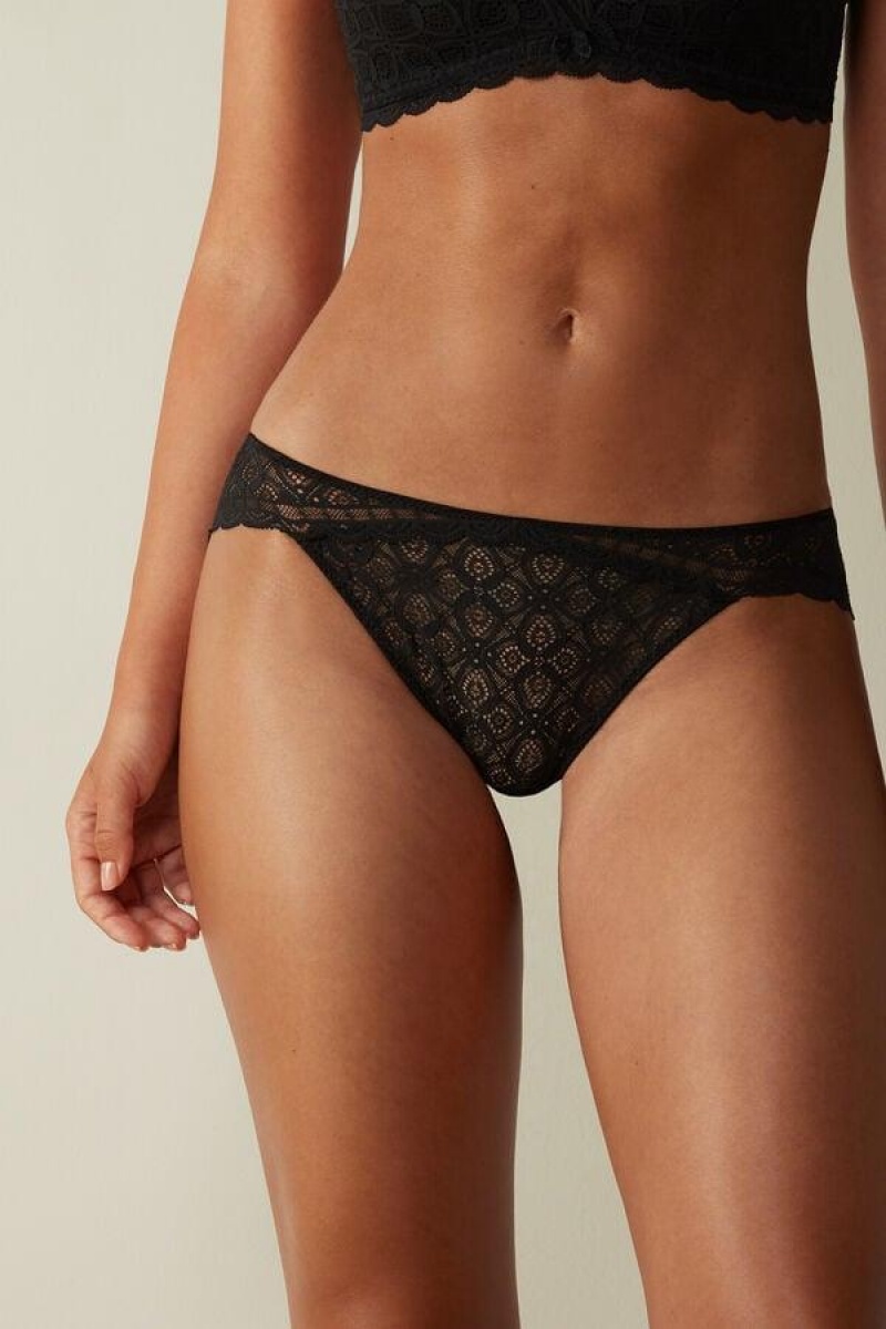 Intimissimi Low Rise Lace Ženske Gaćice Crne | HR 2408CET