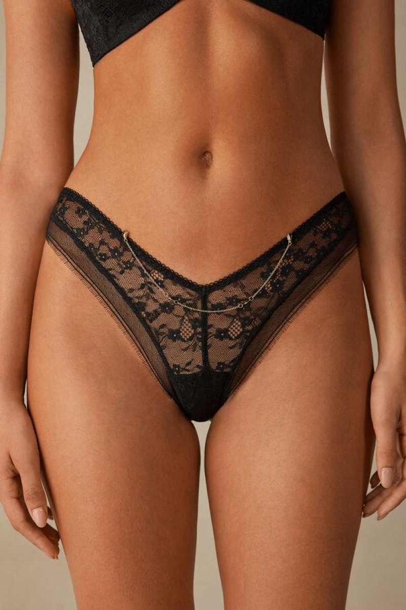 Intimissimi Luxury Treats ‘80s Stil Brazilian Ženske Gaćice Crne | HR 2501UTZ