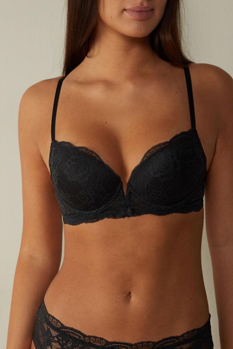 Intimissimi Mia Lace Super Push-Up Ženske Grudnjaci Crne | HR 1337FMM