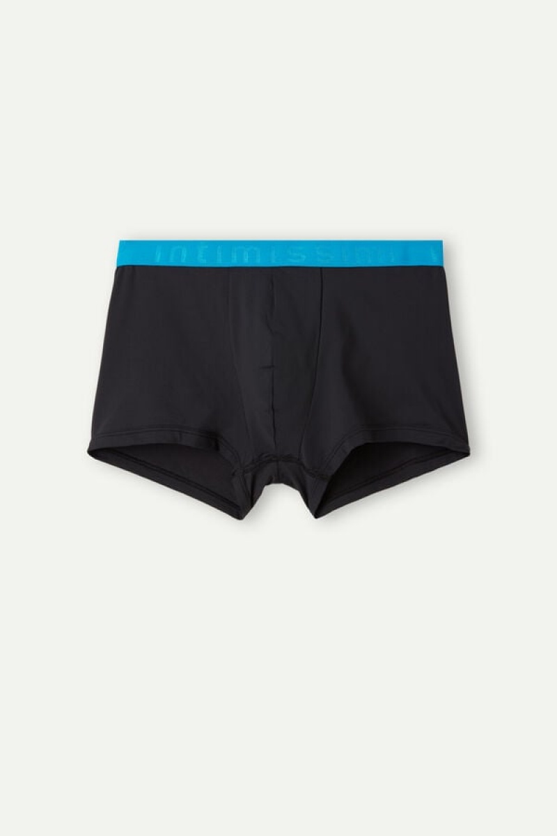 Intimissimi Microfiber Logo Shorts Muške Boxer Crne Plave | HR 2641HKR