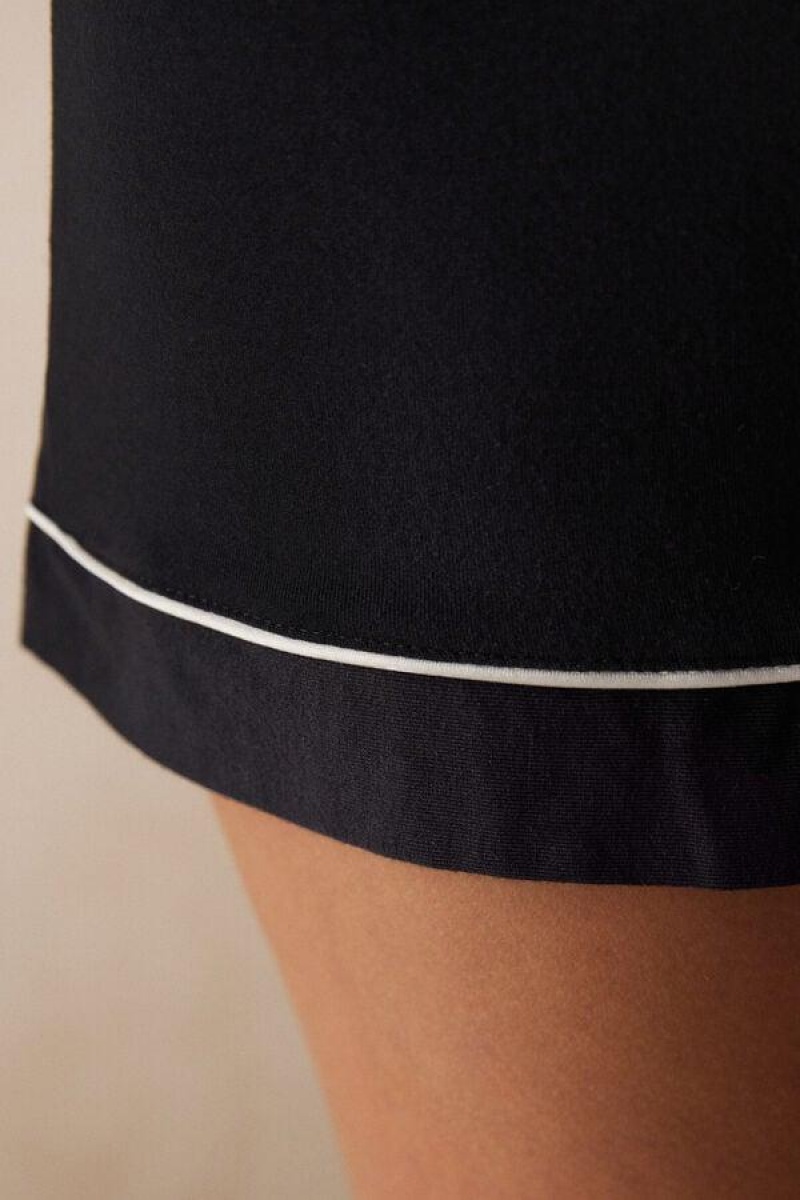 Intimissimi Modal Shorts with Contrast Trim Ženske Pidžama Crne | HR 1964JJE