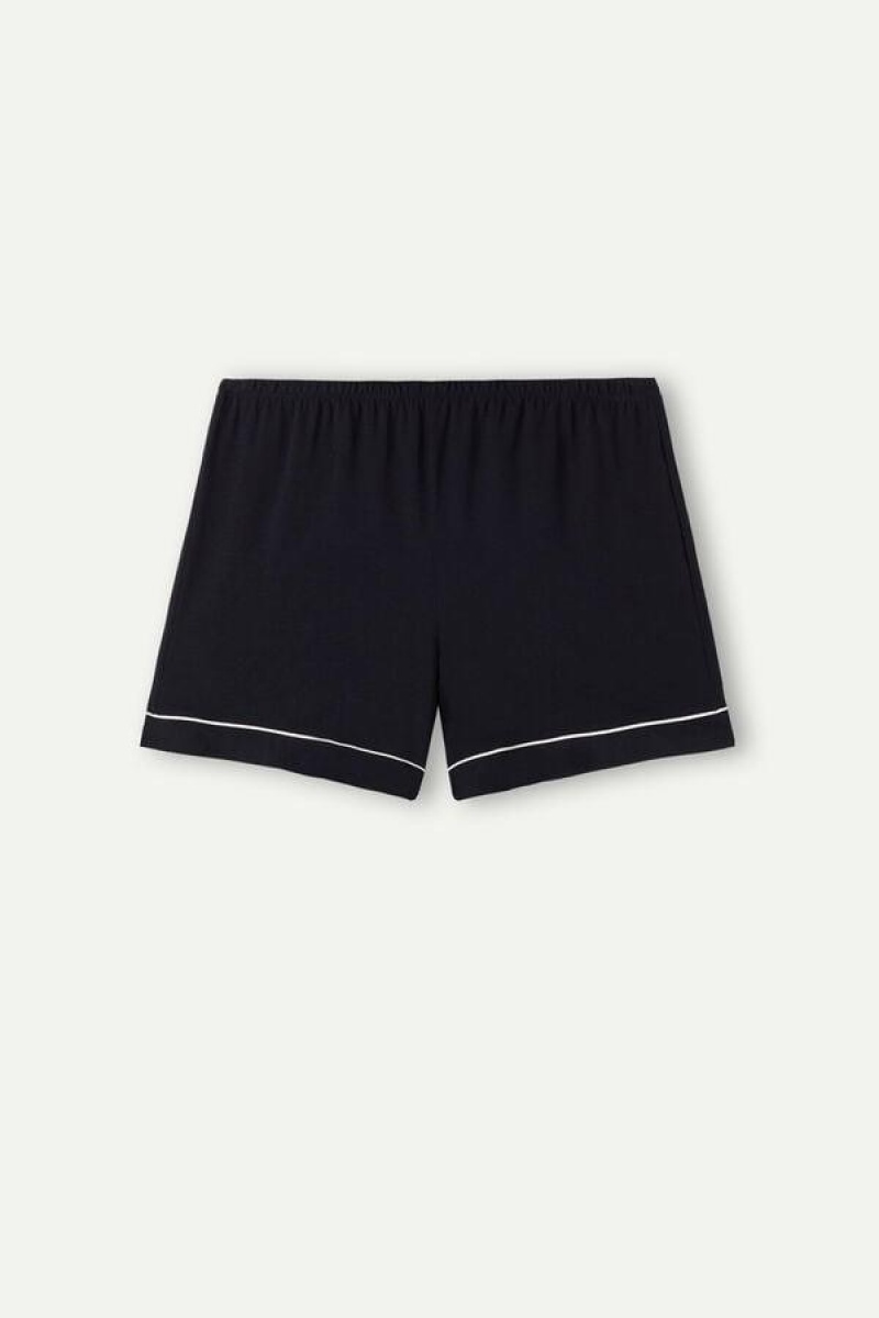 Intimissimi Modal Shorts with Contrast Trim Ženske Pidžama Crne | HR 1964JJE