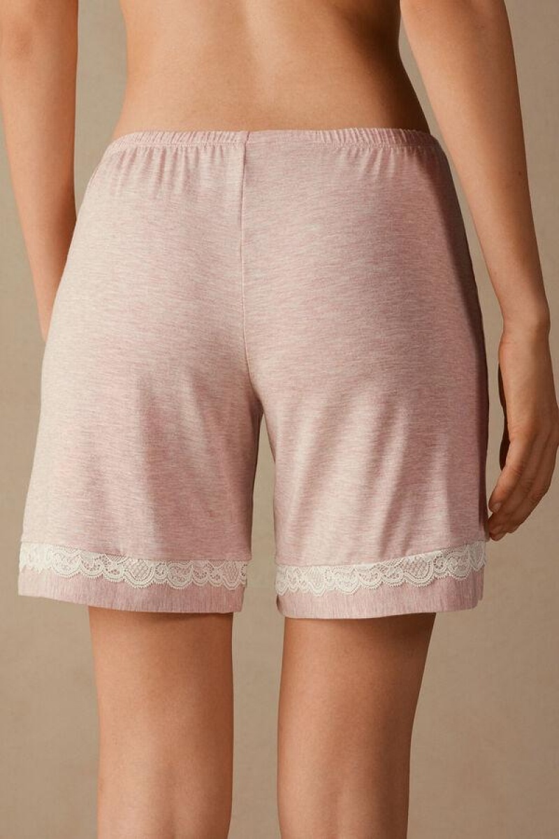 Intimissimi Modal Shorts with Lace Details Ženske Pidžama Svijetlo Roze | HR 1989HKW