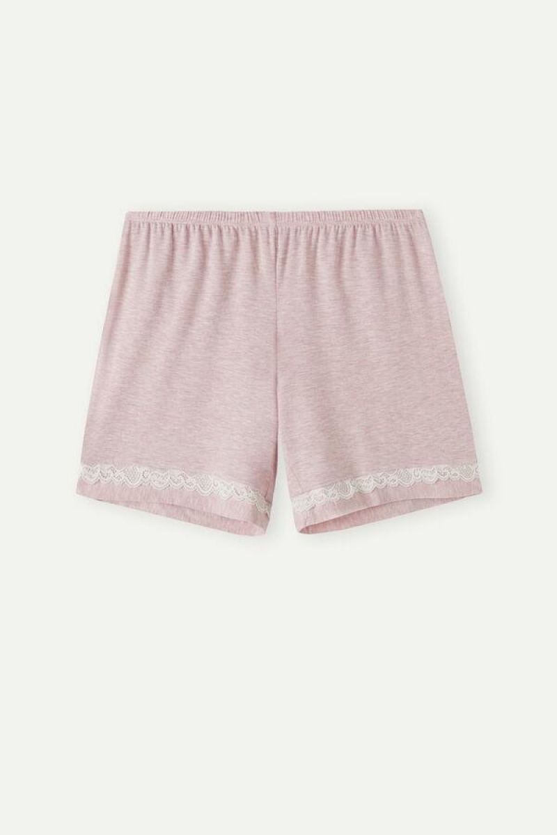 Intimissimi Modal Shorts with Lace Details Ženske Pidžama Svijetlo Roze | HR 1989HKW