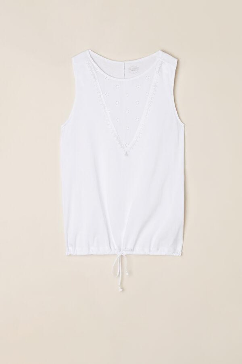 Intimissimi Morning Feelings Tank Top in Supima® Ultrafresh Cotton Ženske Pidžama Bijele | HR 2112ORX