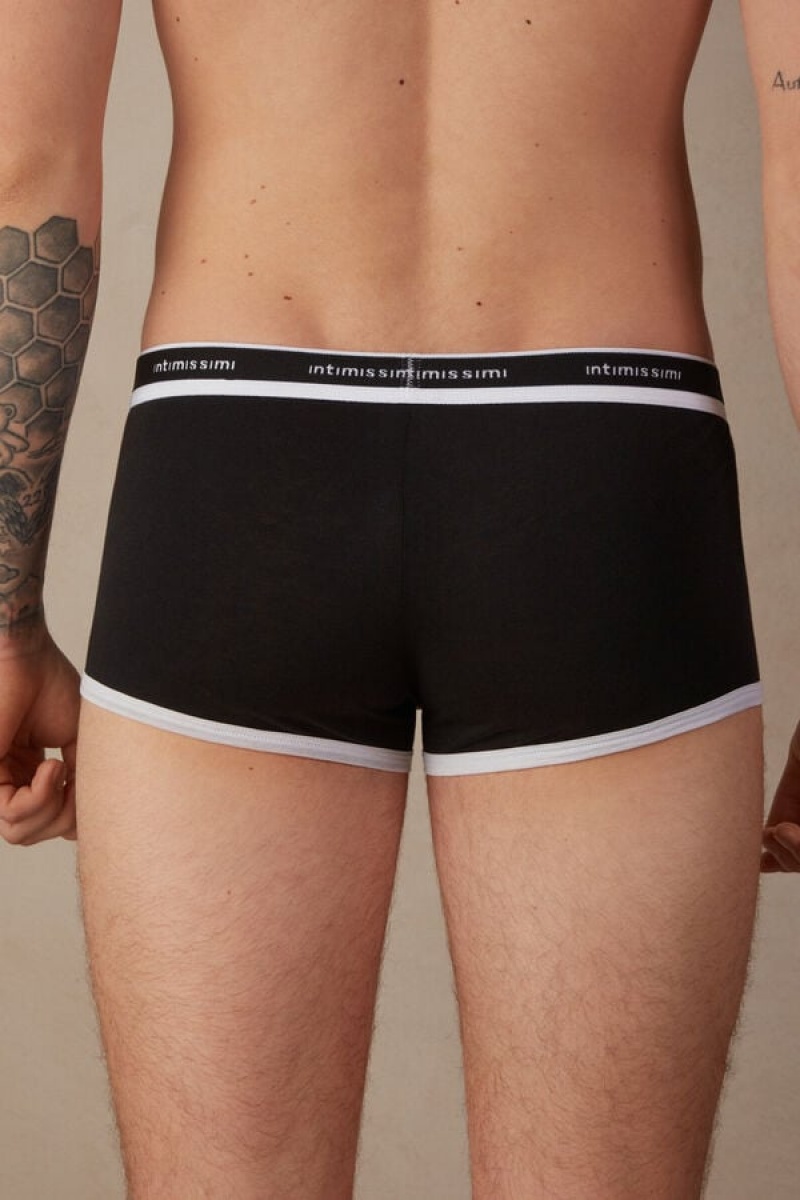 Intimissimi Natural Fresh Supima® Cotton with Logo Muške Boxer Crne Bijele | HR 2668GLT